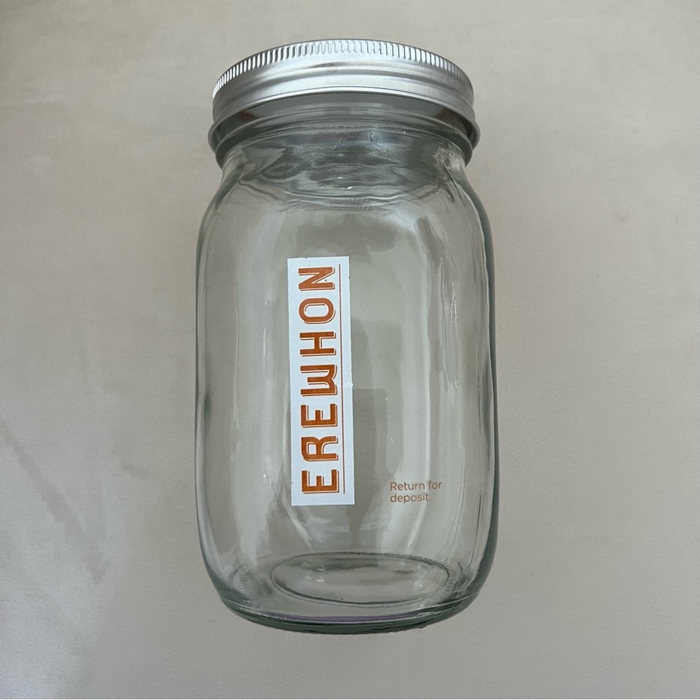 EREWHON Glass 32oz Jar Branded Lux Grocery Store Mason Jar Reusable Recycled